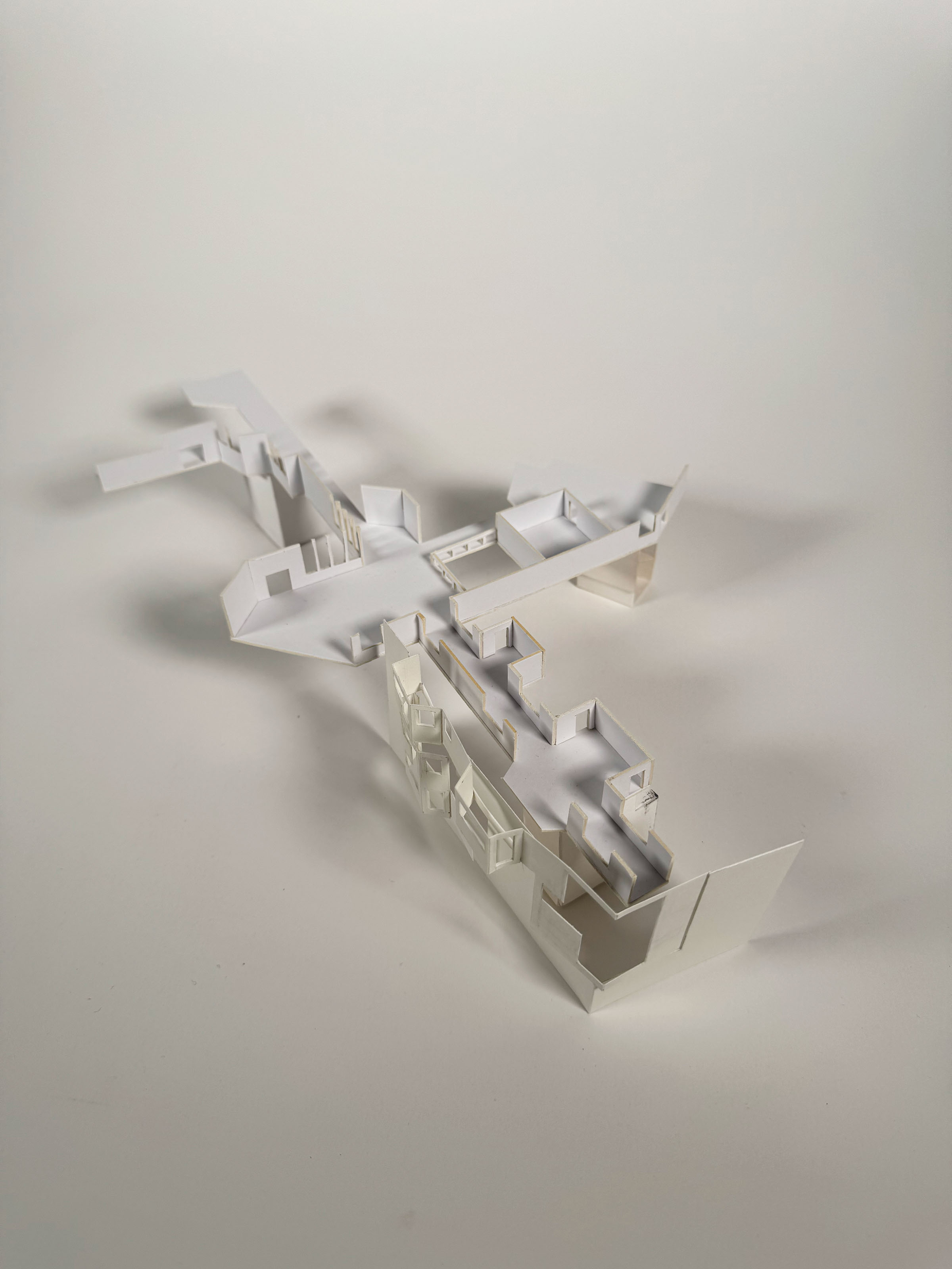 Model image of 1:200 circulation fragment with facade pieces.