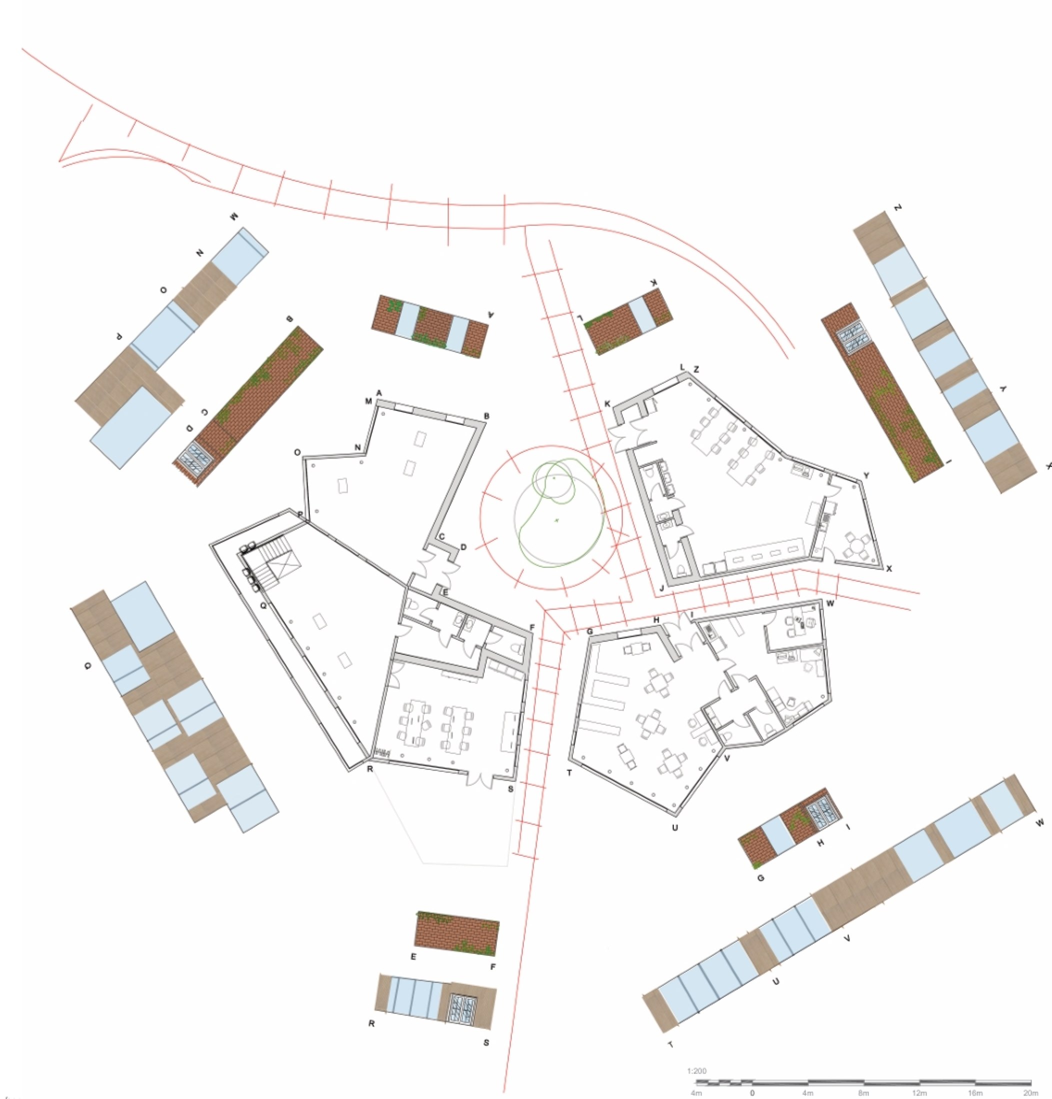 Plan with elevations 1/200