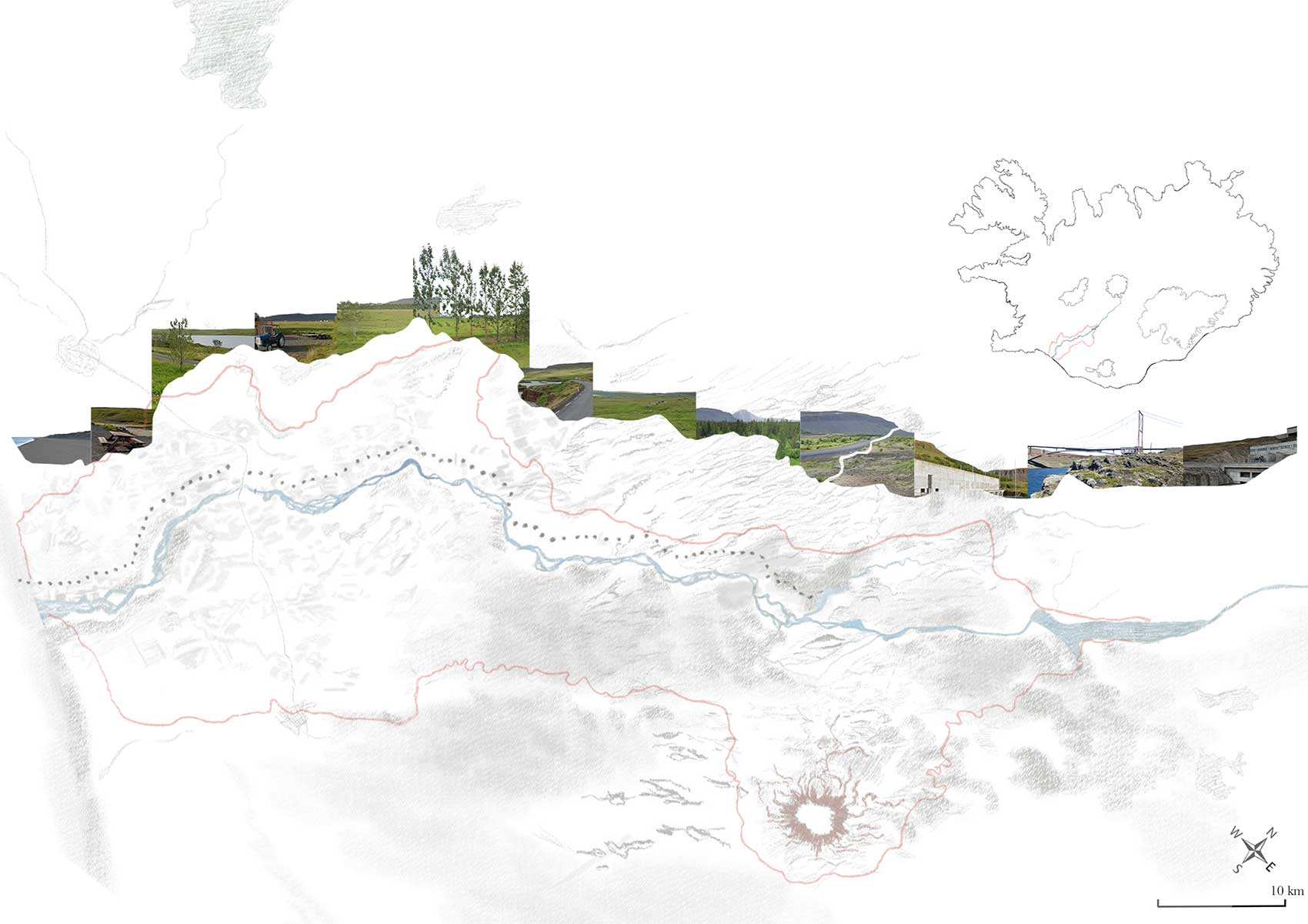Territory map of the River Þjórsá 