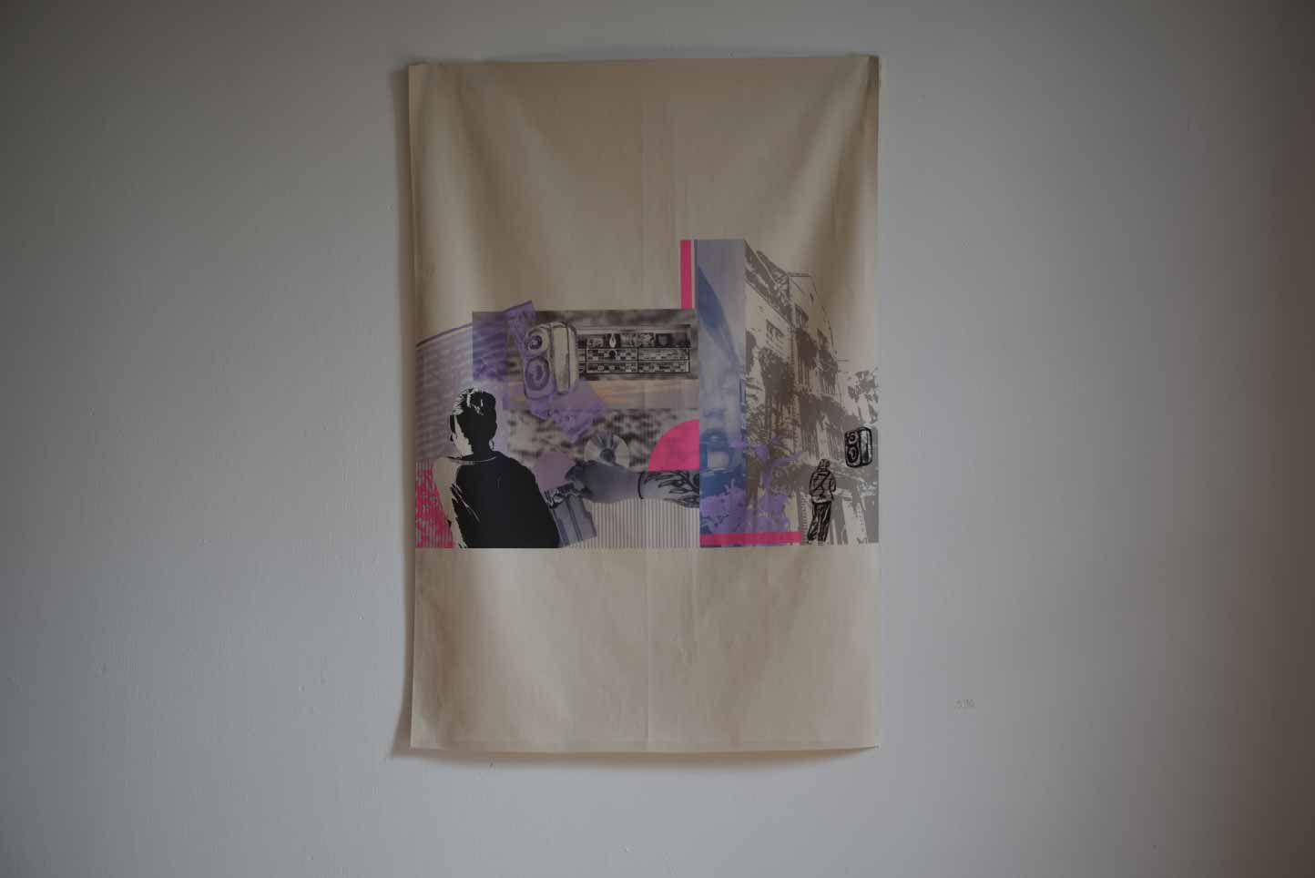 Combined screen print and digital print collage