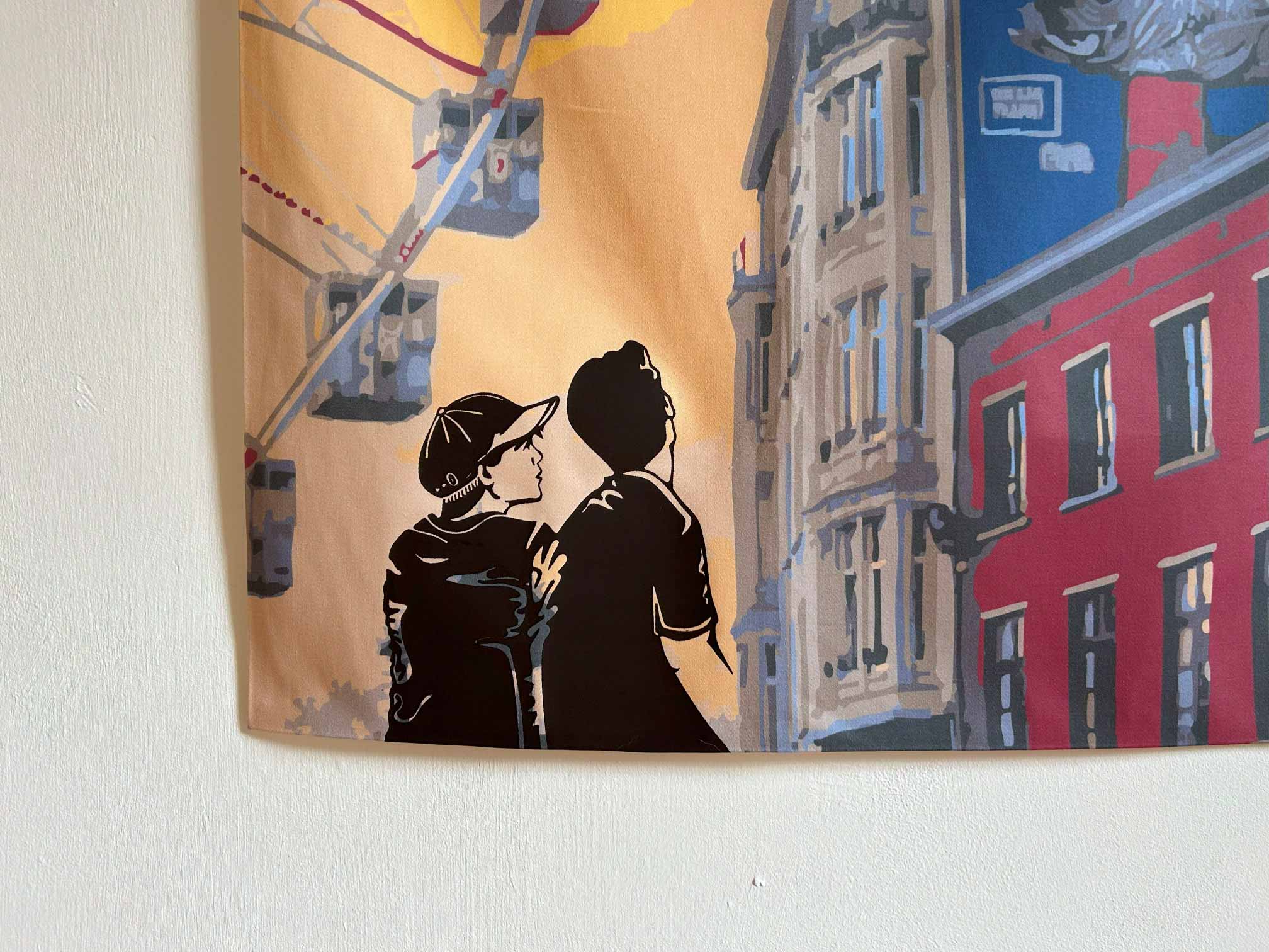 Combined screen print and digital print wall hanging