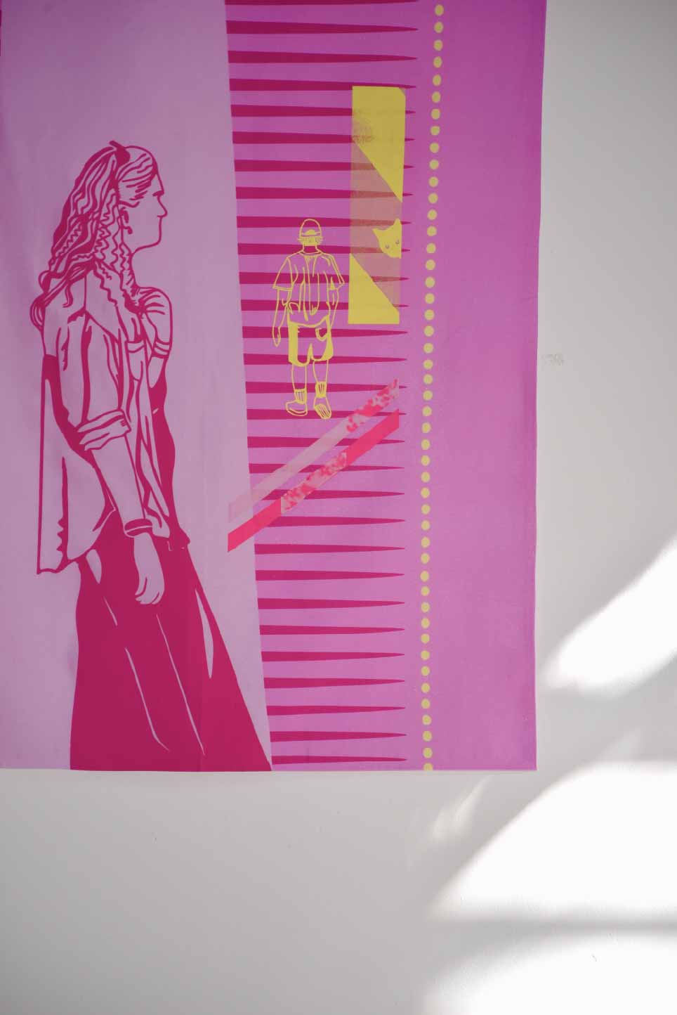 Combined screen print and digital print wall hanging