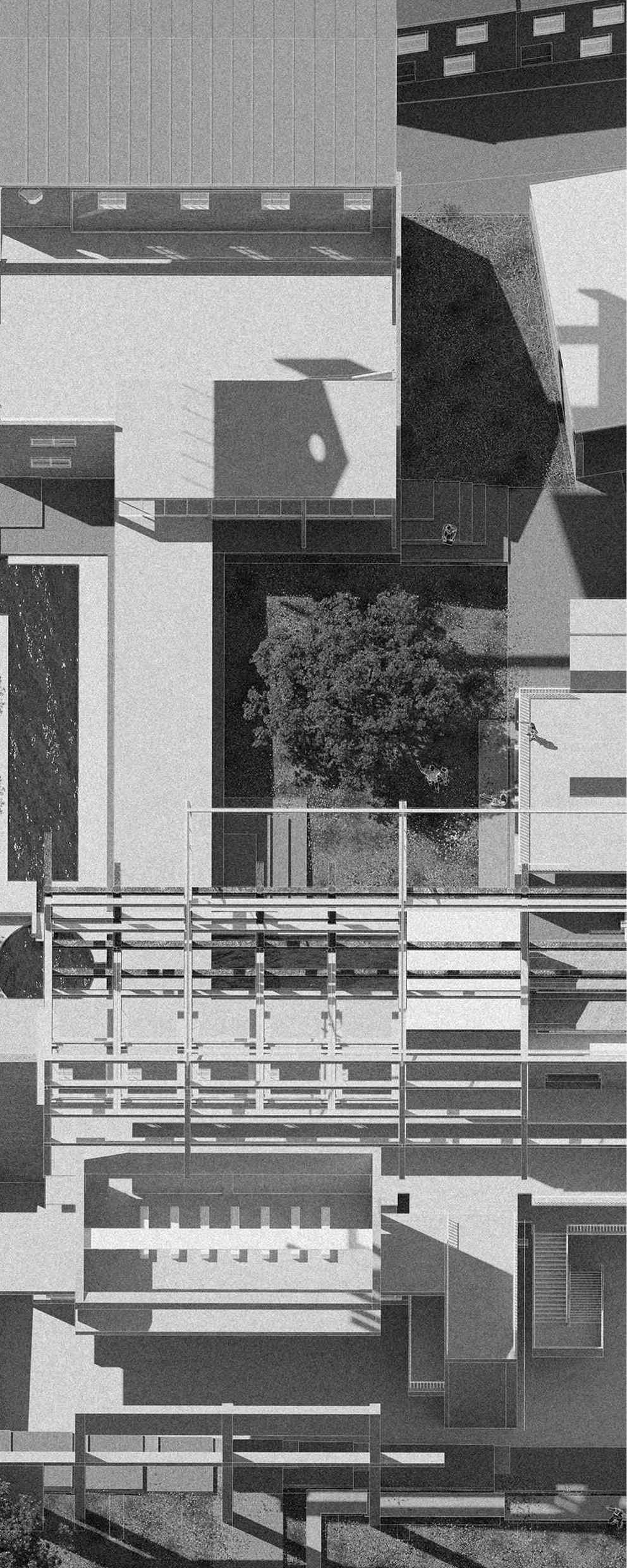 Aerial view Render of Courtyard
