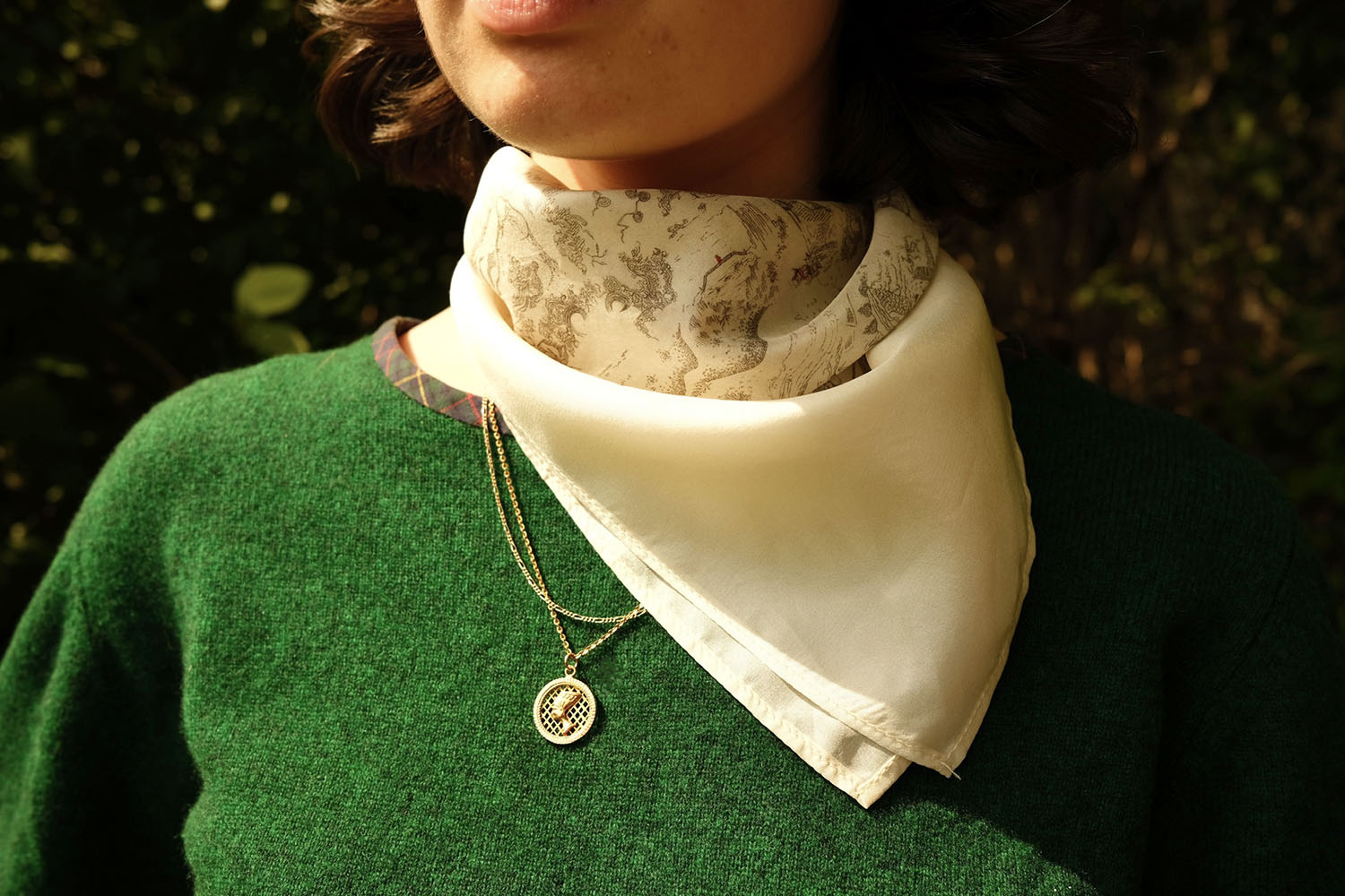 Silk scarf with detailed print using a metal etching plate