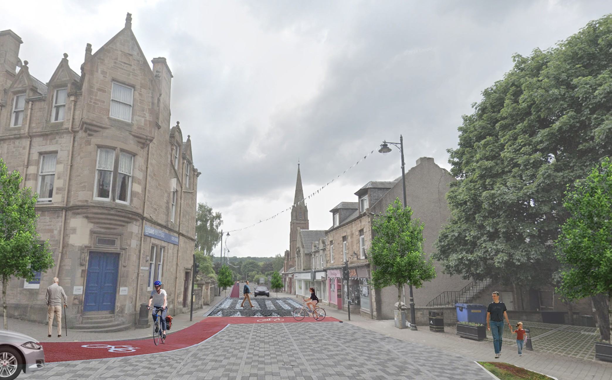 Redesigned street to calm traffic