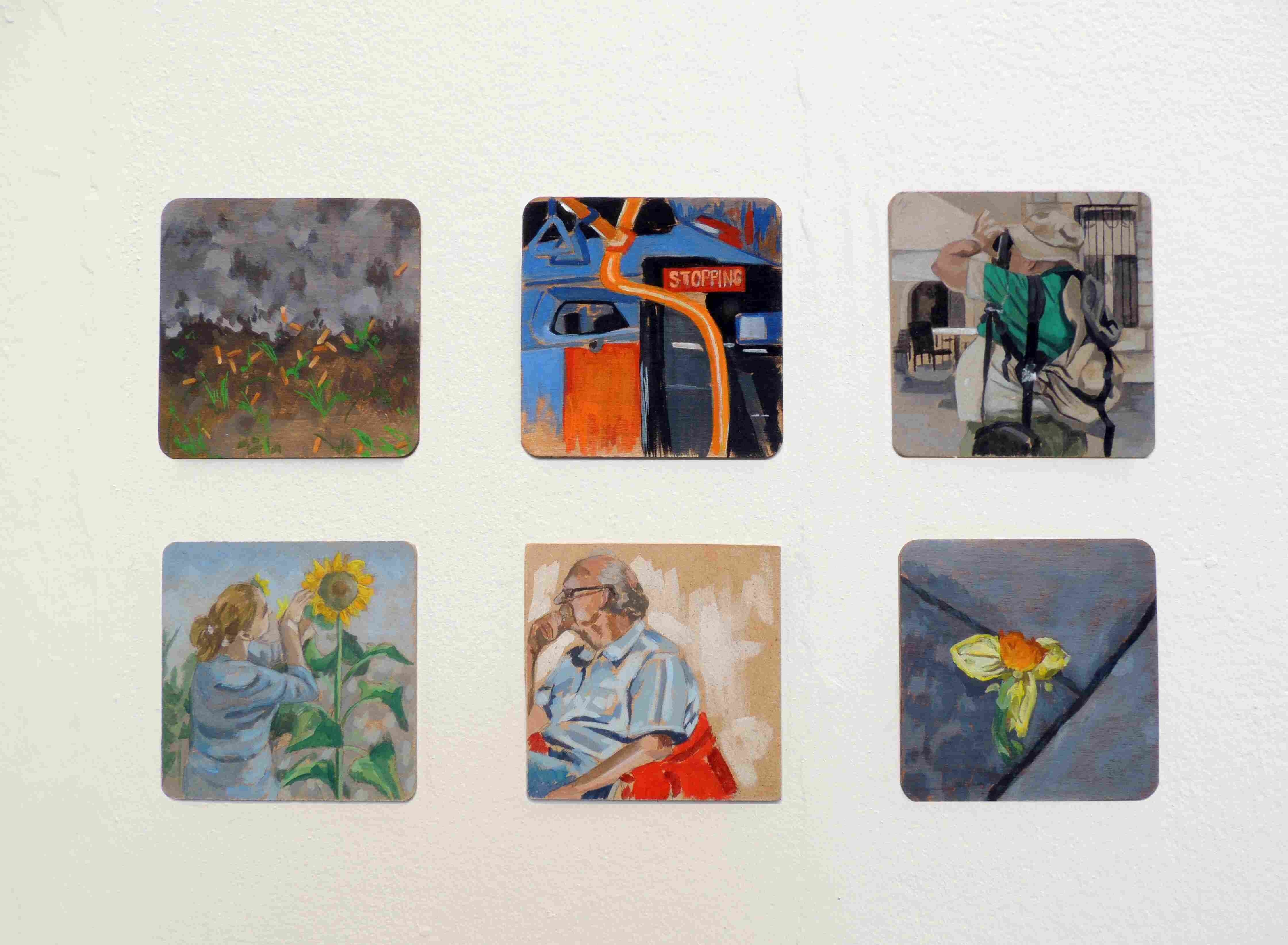 Close up image of 6 of the coasters