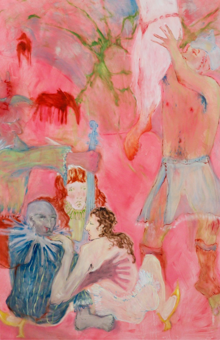 (Graduate Show Installation View) (Cropped) 'Hanging On The Limb Of A Tree', Oil Paint on Calico, 200cm x 130cm, 2025, Alex Howey