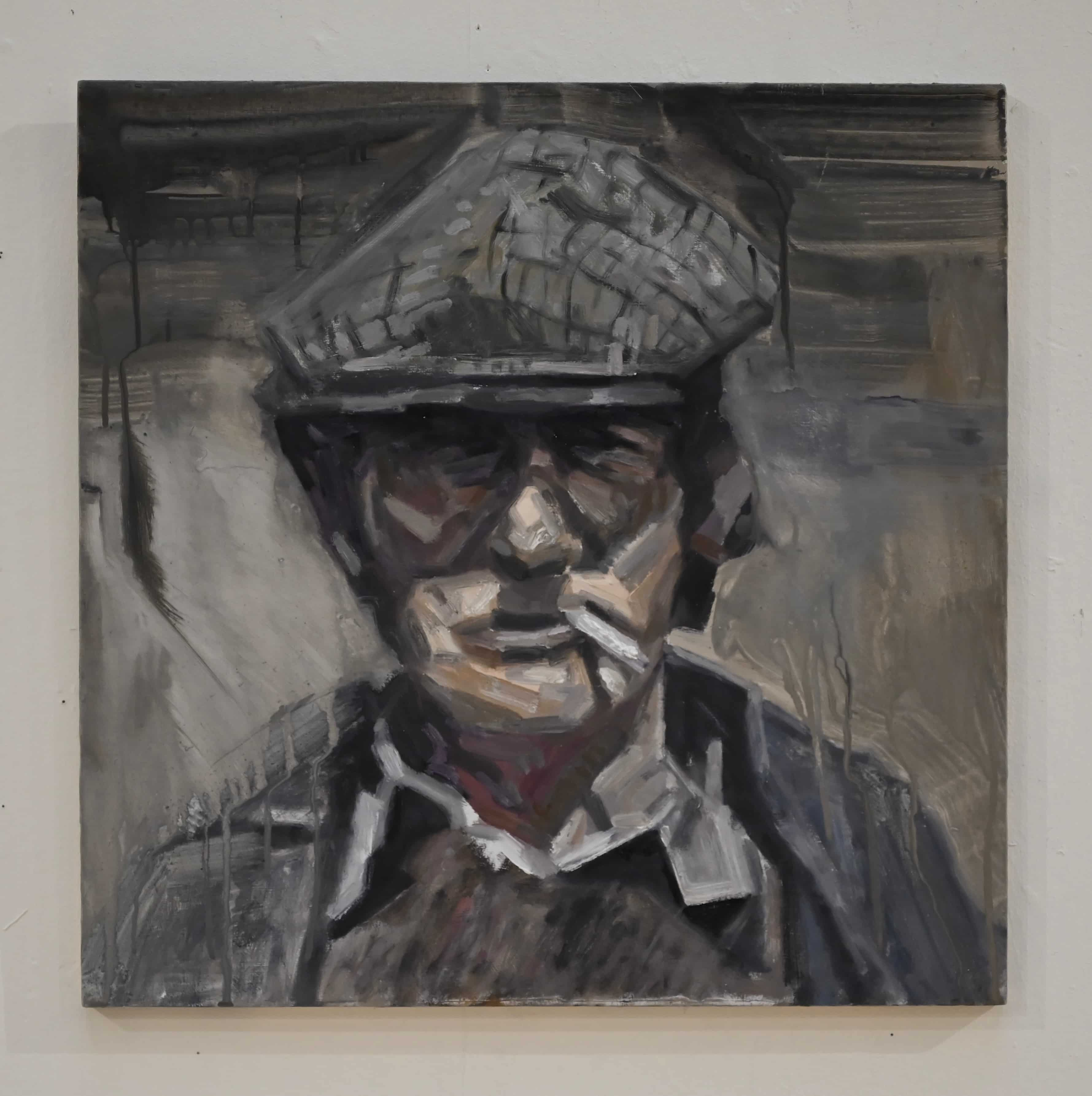 Willie with a cog, oil on board, 50 cm x 50cm