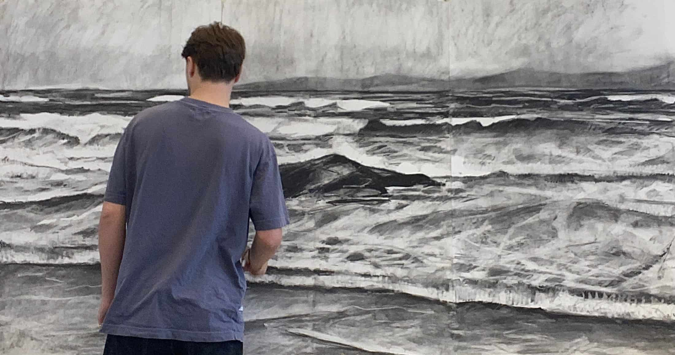 Time and Tide, charcoal on paper, 245cm x 125cm