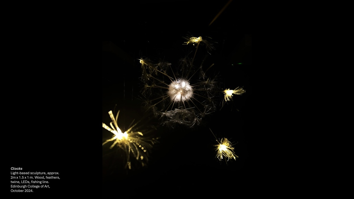 Glowing Sculpture of a dandelion in the dark