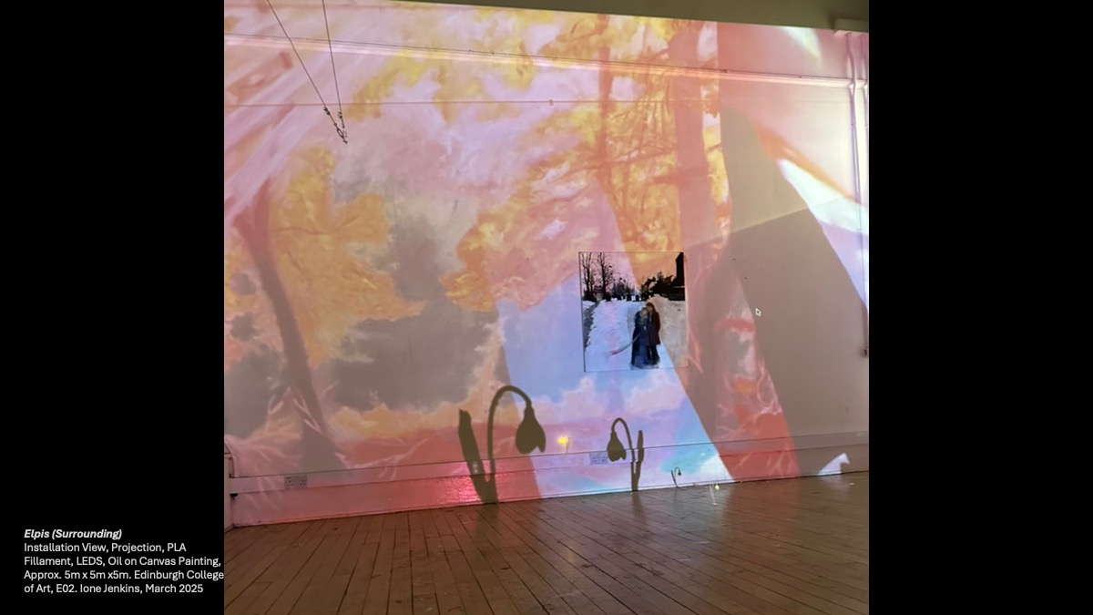 Image of a forest and shadows of snowdrops