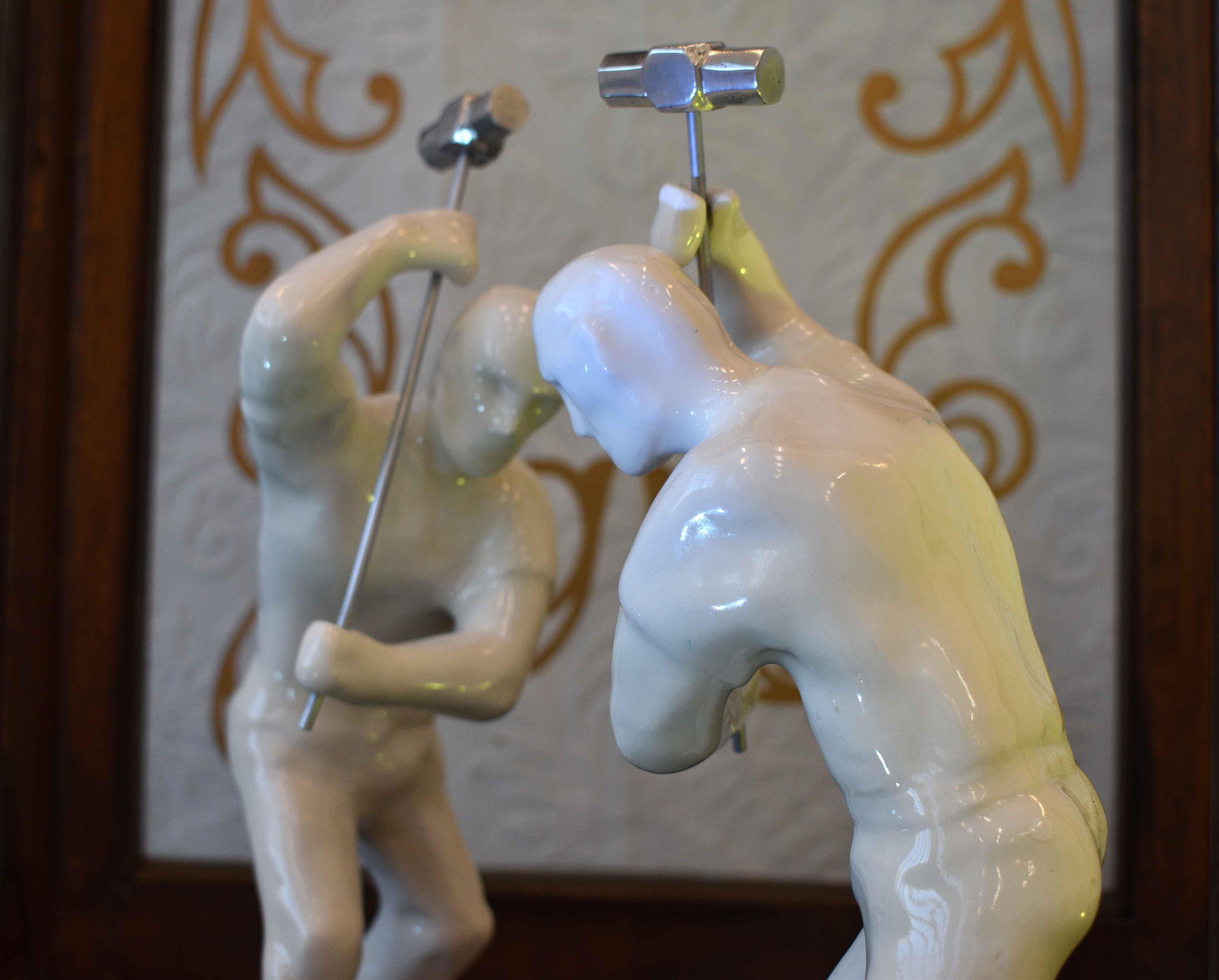 Close-up shot of porcelain figures.