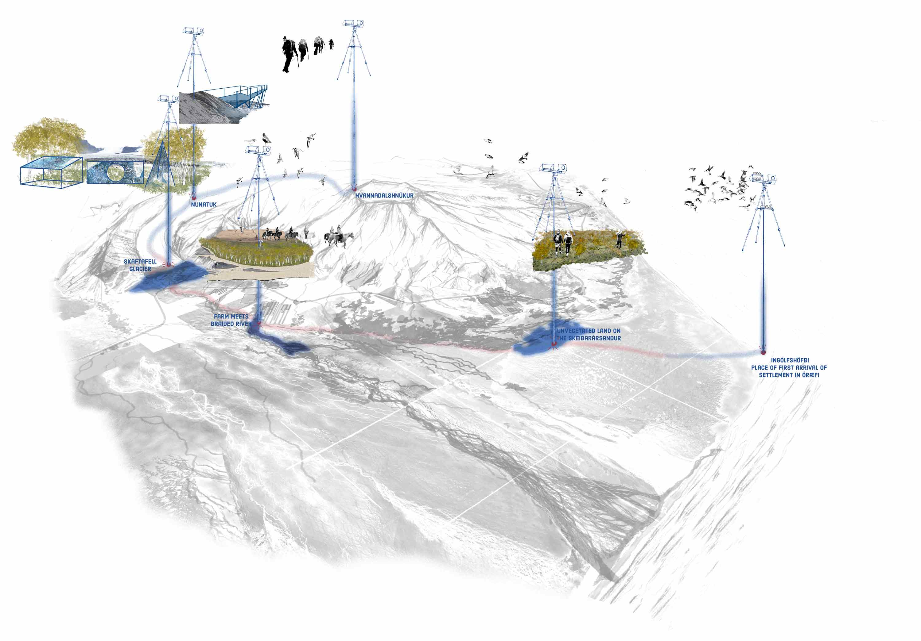 First Semester Project based off of fieldwork, a fragmented trail tracing the history of the Litla-Hérað