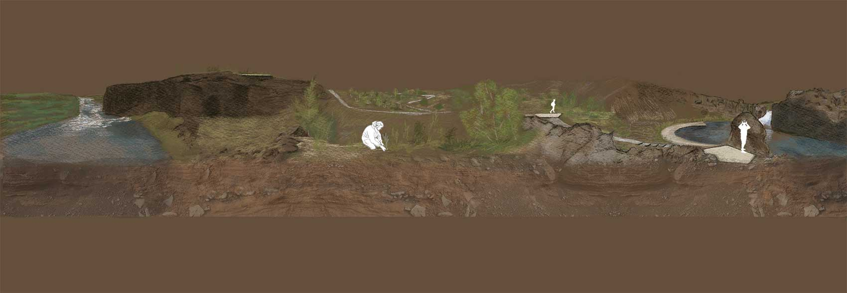 Panoramic view of site 1 throughout design