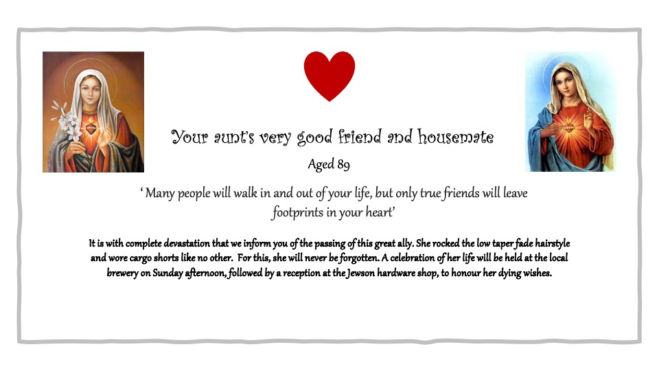 Fictional death notice 