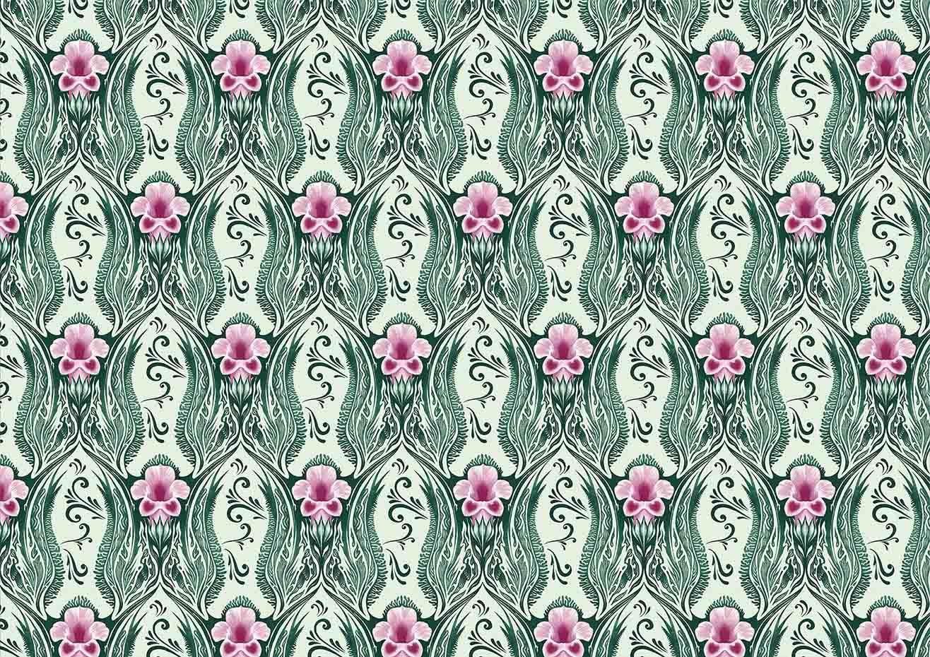 A pattern based on devils claw seed pod.