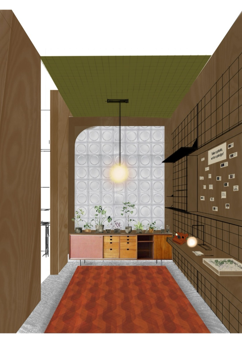 Entryway Collage: Featuring sustainable pledge wall and zine 