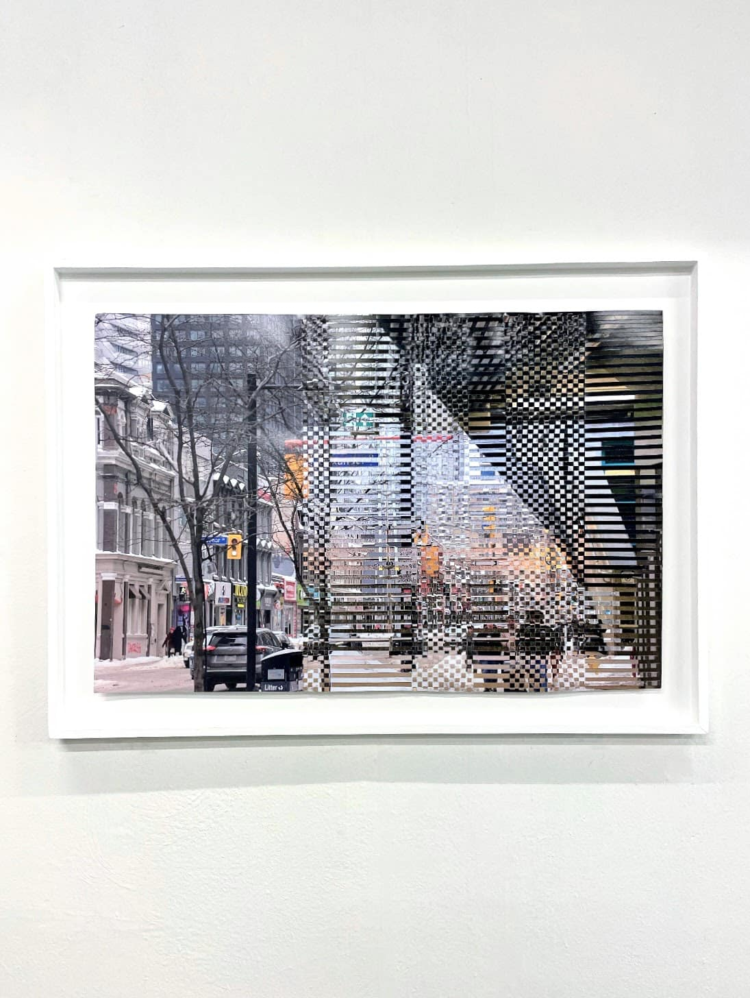 Spiralled, April 2025, 41.7 x 63 cm, woven inkjet prints on satin paper, mounted in wooden frame.