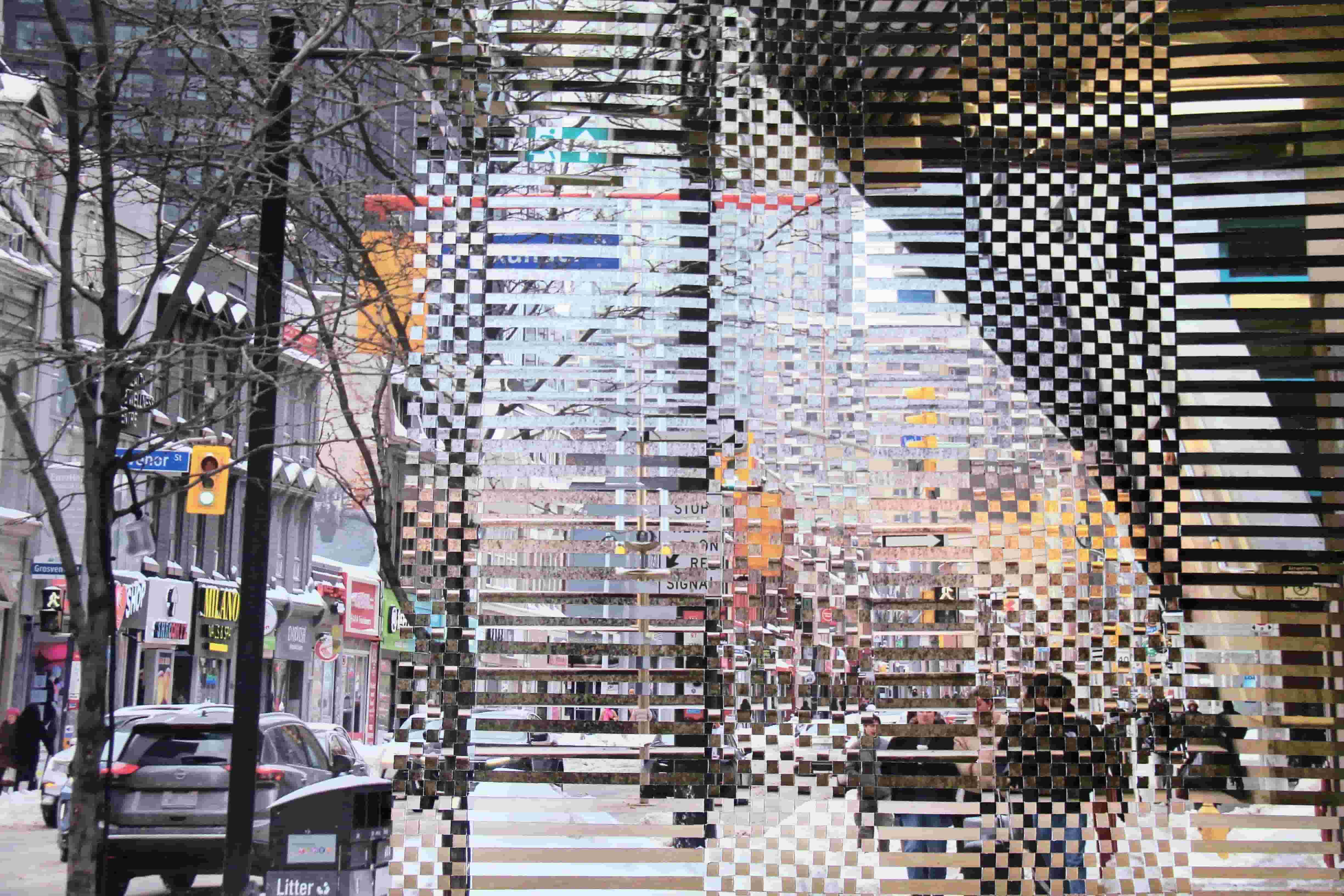 'Spiralled' details, April 2025, 41.7 x 63 cm, woven inkjet prints on satin paper, mounted in wooden frame.