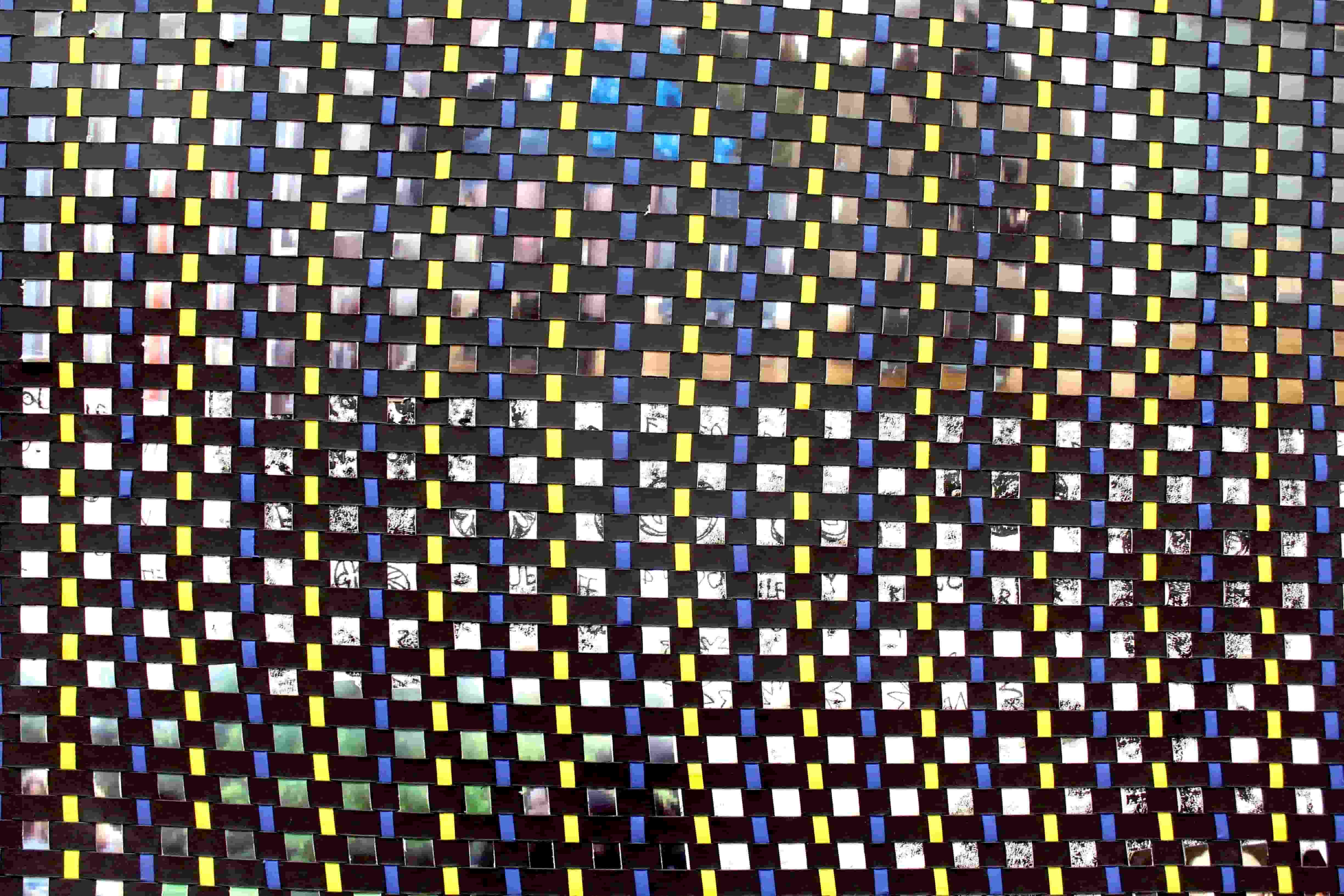 'the day is not wasted, digitally mediated' details, November 2024, approx 100 x 70 cm. woven monoprints, printed images and paper on card.