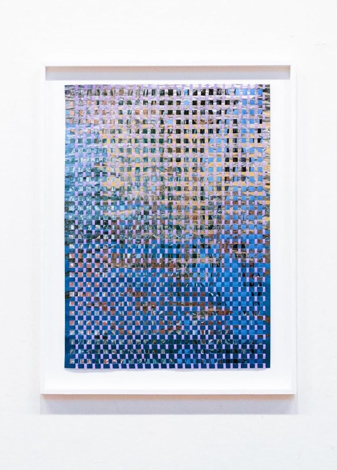 Minor interruptions, February 2025, 59 x 42 cm, woven inkjet prints on satin paper with coloured card, mounted in wooden frame.