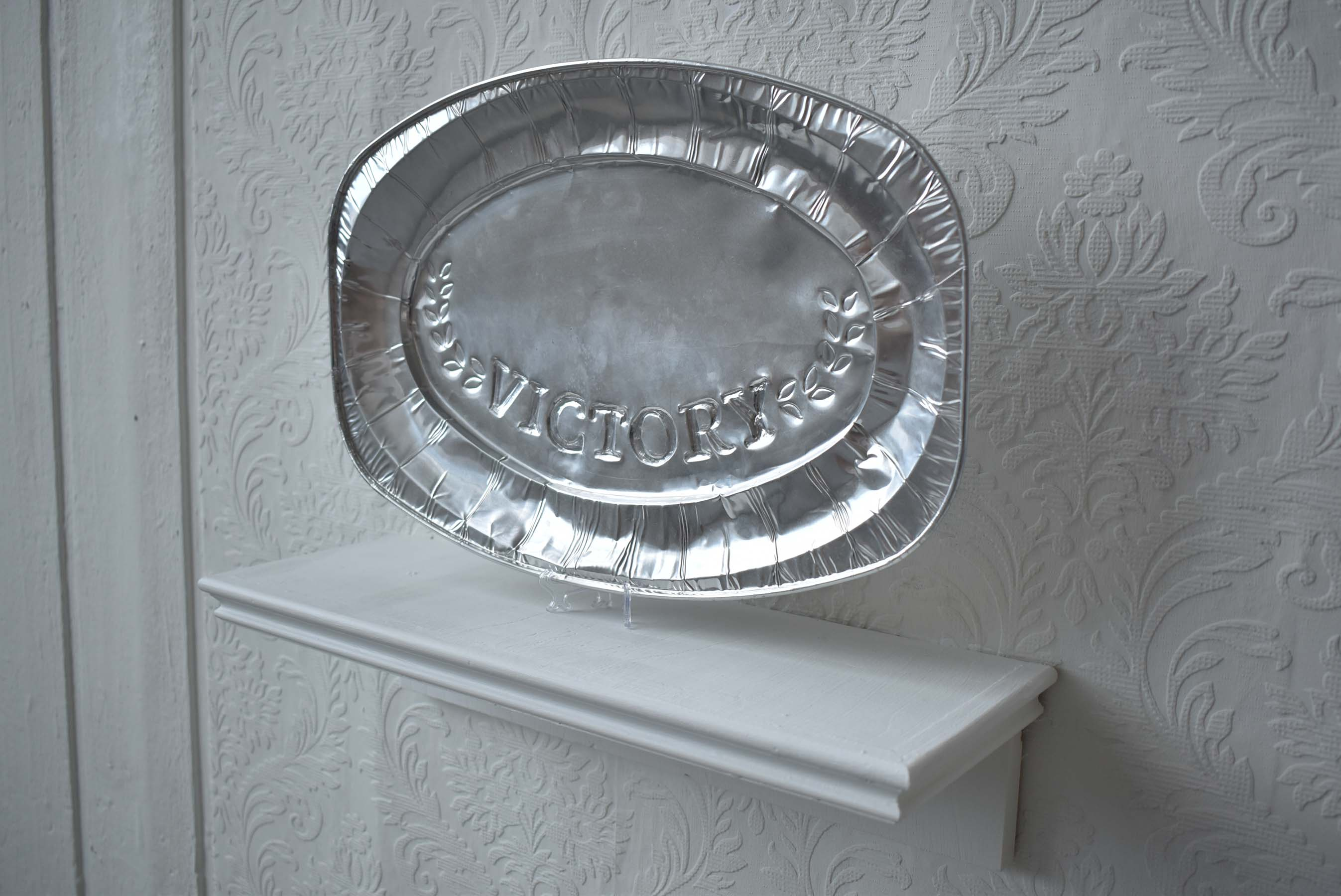 aluminium serving dish (buffet plate) with 'victory' and laurel embossing