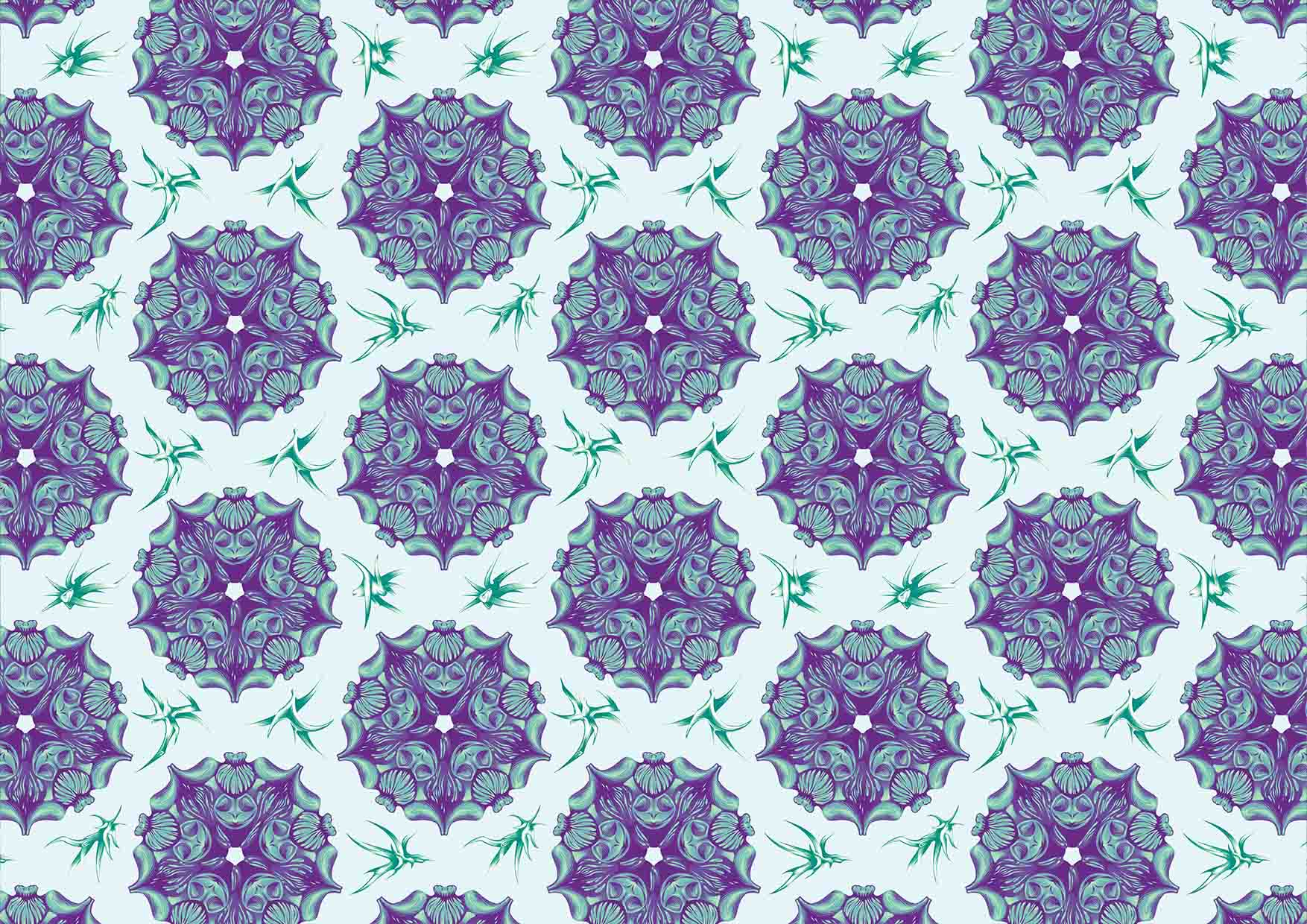 A pattern based on castanopsis and trapas natans.