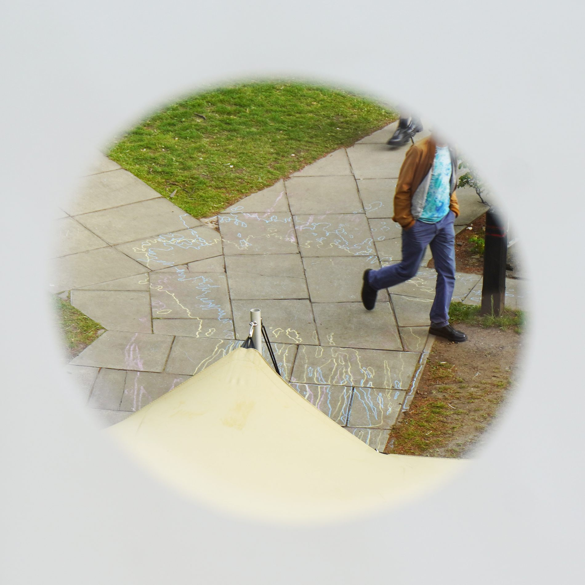 Close-up installation view of '... (dot dot dot)', 2025. View from the middle hole. 