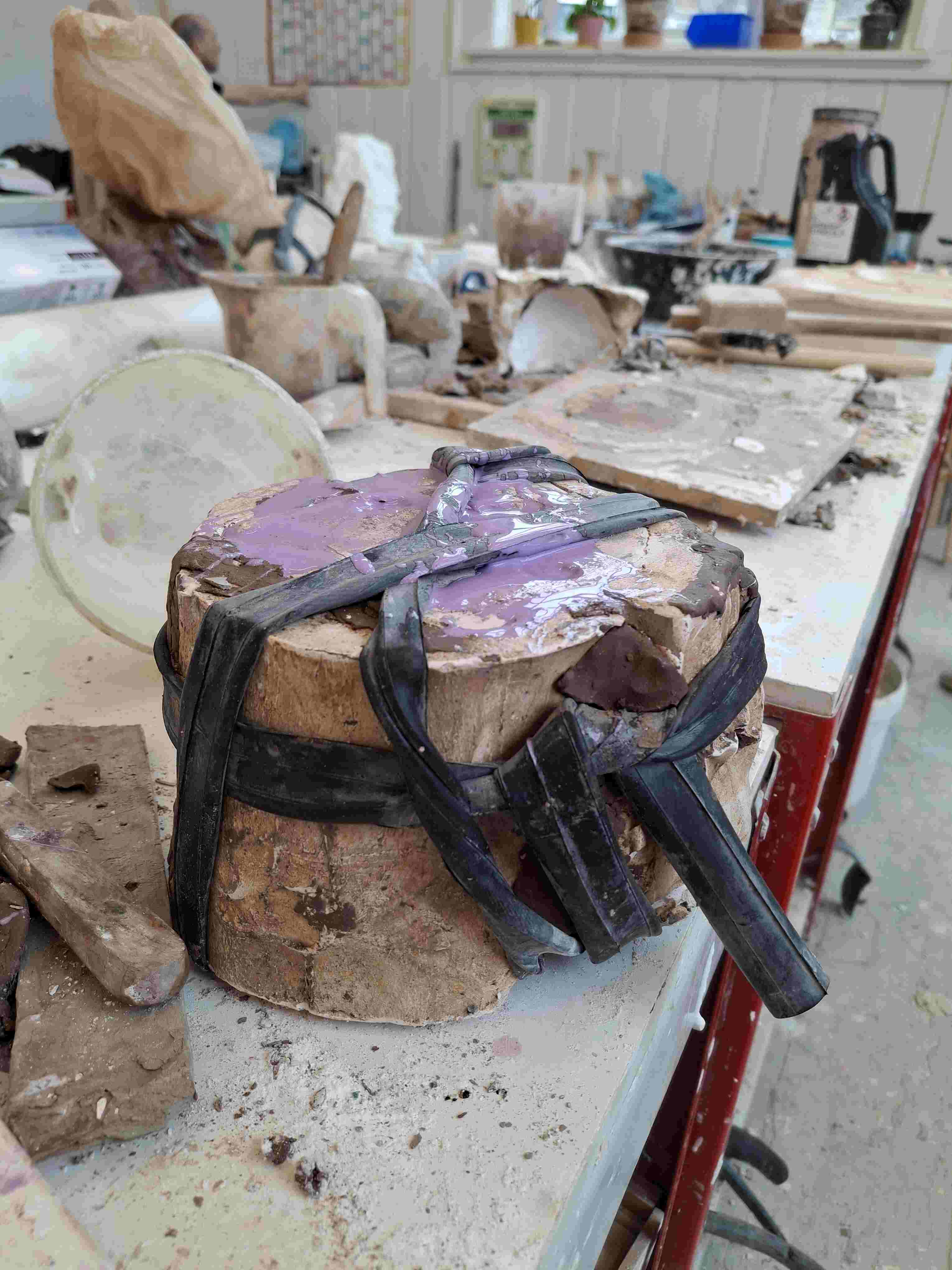 Moulding - Casting the main body in purple.