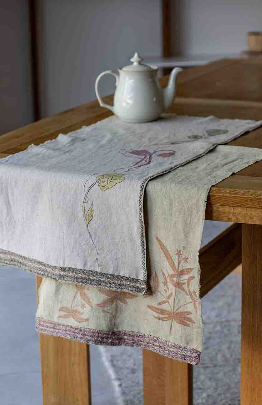 Screen Printed Linen using Natural Dyes for Dining Interiors 