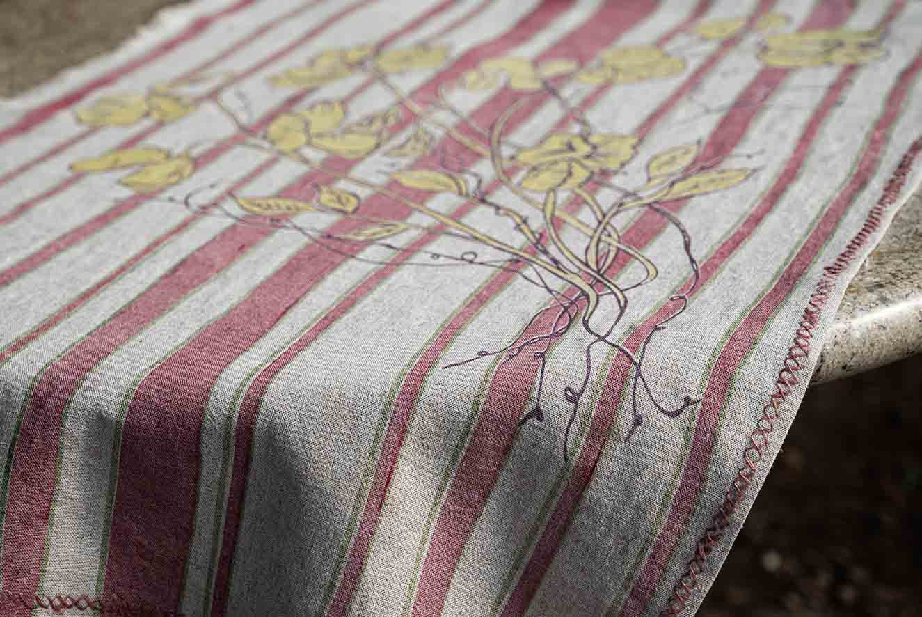 Screen Printed Linen using Natural Dyes for Dining Interiors 