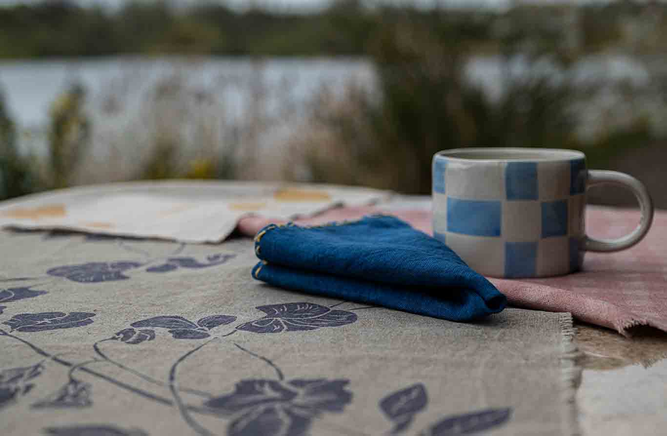 Screen Printed Linen using Natural Dyes for Dining Interiors 