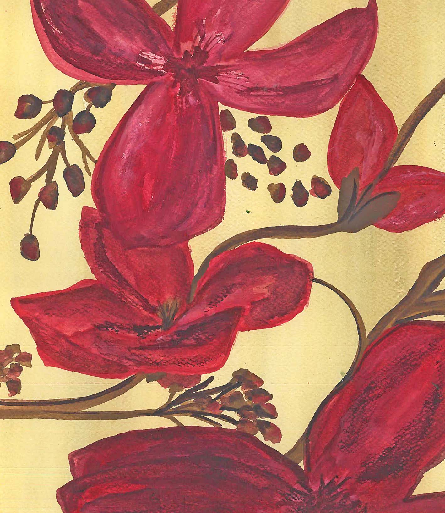 Gouache and watercolour floral painting