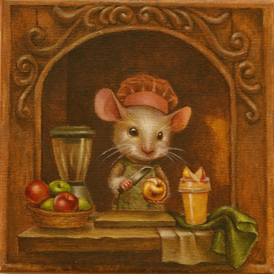 The Judgement of The Mouse (part 2), Oil on Canvas, 15 x 15 cm.