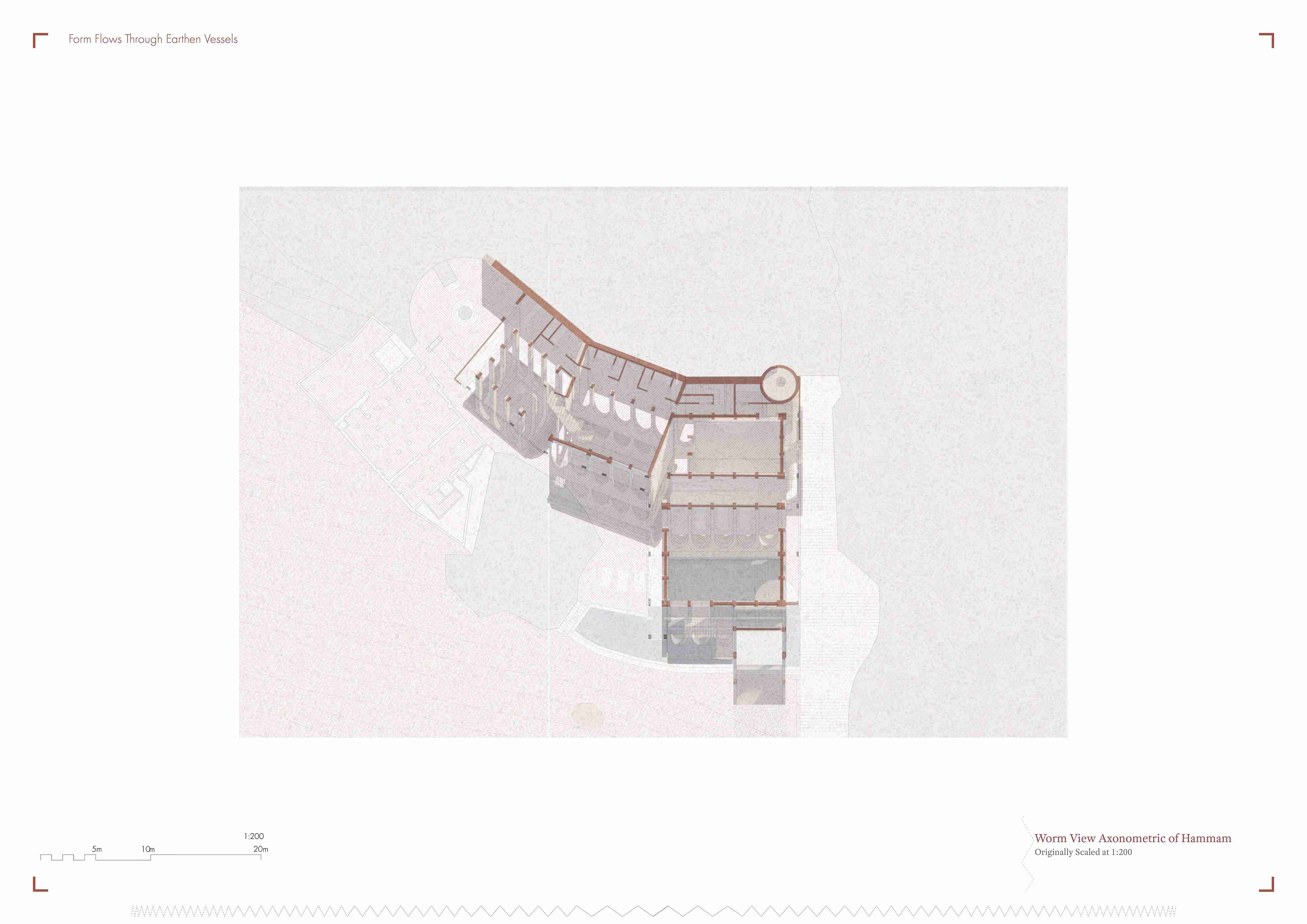 Worm View Axonometric of Hammam