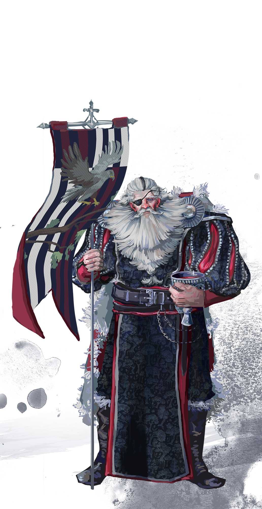 King with clothes embroidered pattern character design.