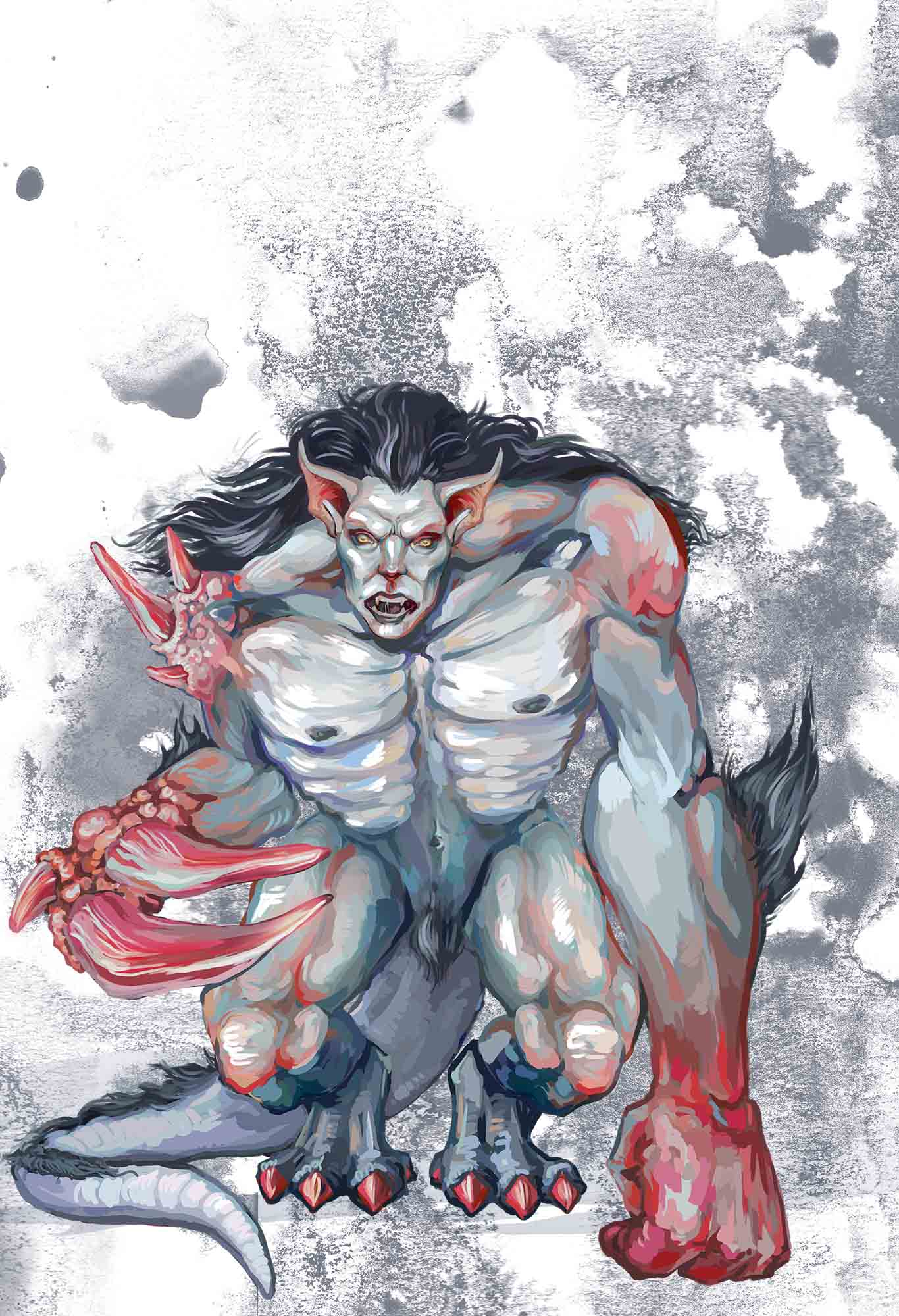 Blue monster character design.