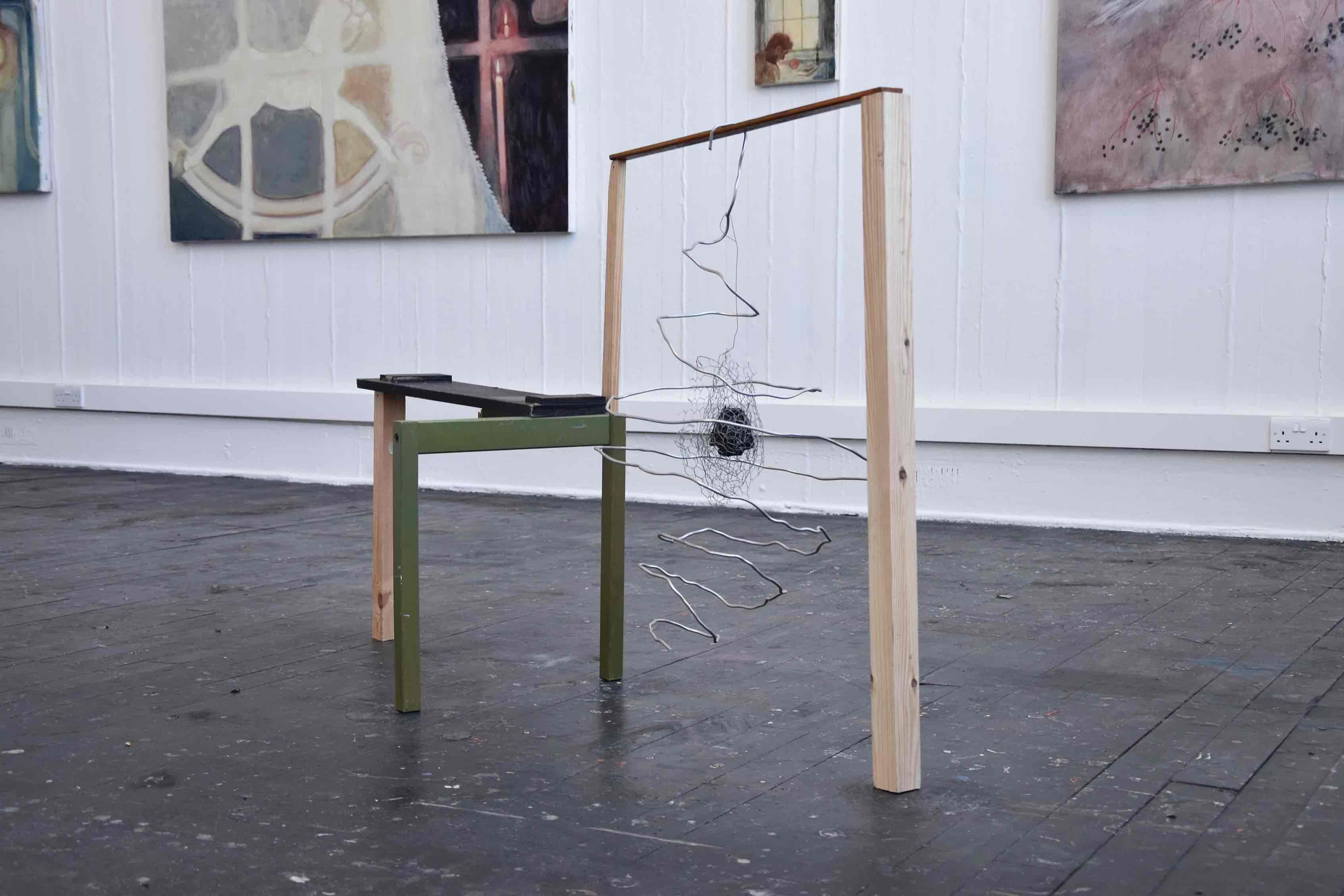 Scrap wood and metal assemblage 