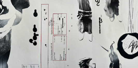 screenprint with pencil drawing on surface