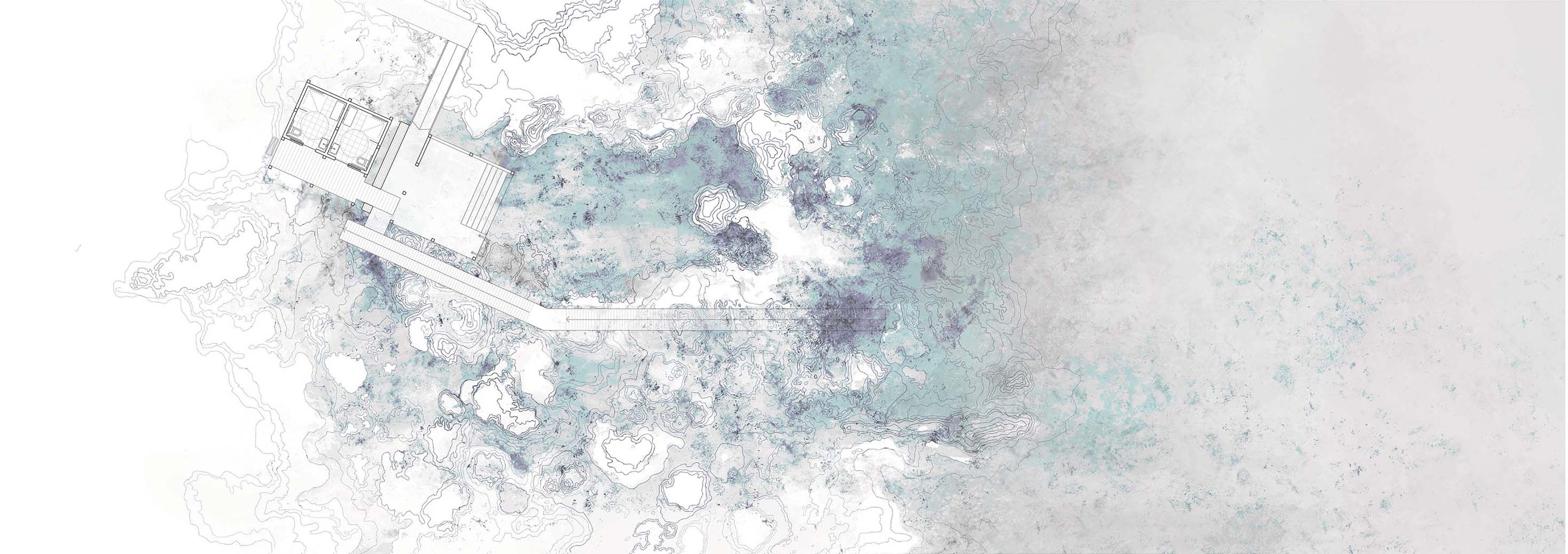 Plan of the edge structure depicting a new waters edge and play space 
