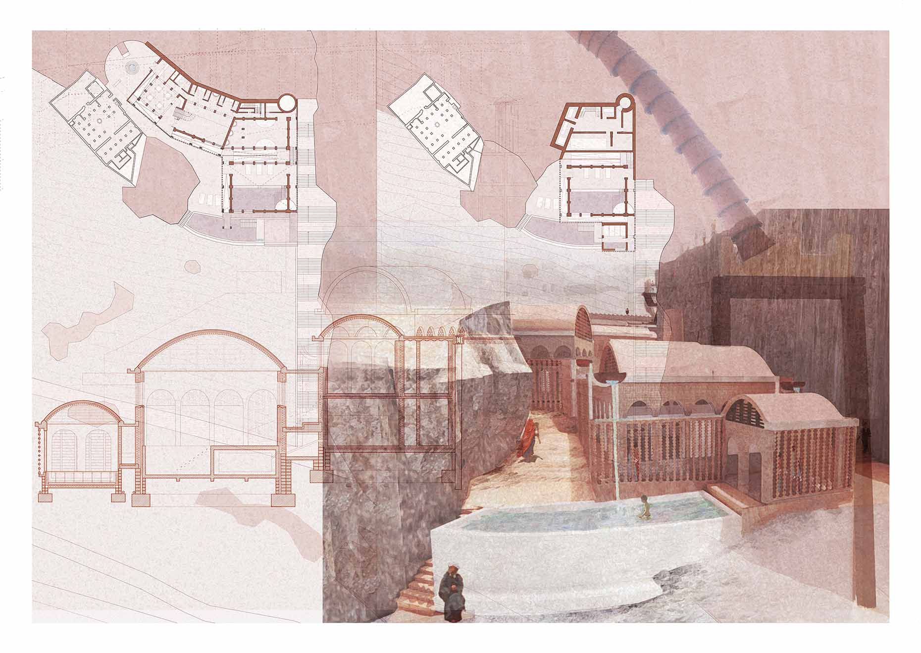 Ceramic Workshop and Tea Cafe Collage of Drawings