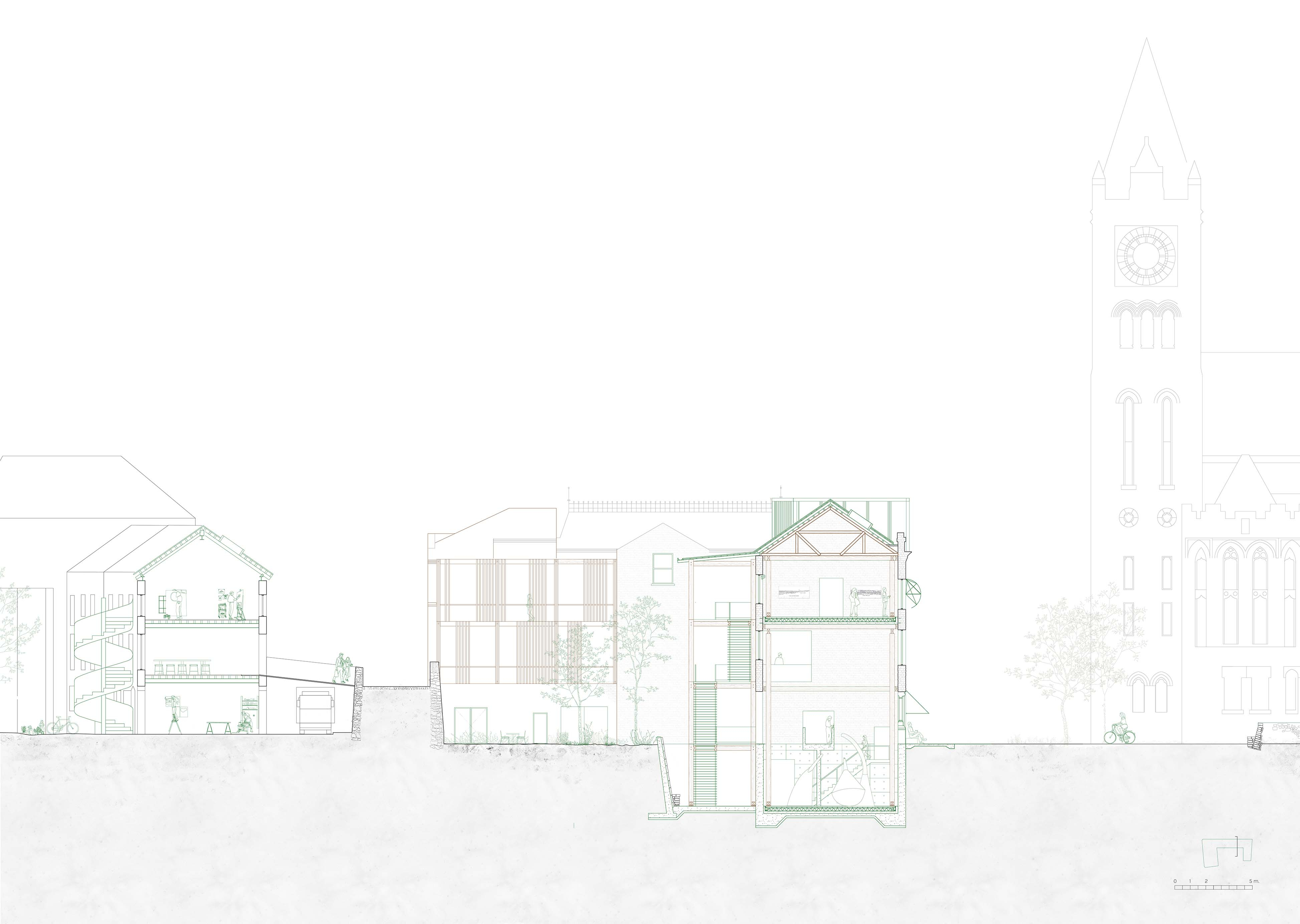 Section through Sculpture Court